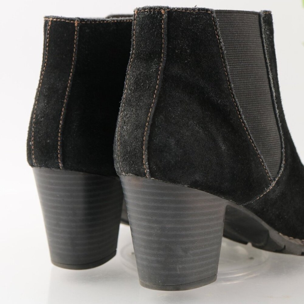 Clarks Women's Pause Camelia Boot Size 7 Chelsea Black Suede Block Heel Comfy - Picture 5 of 13